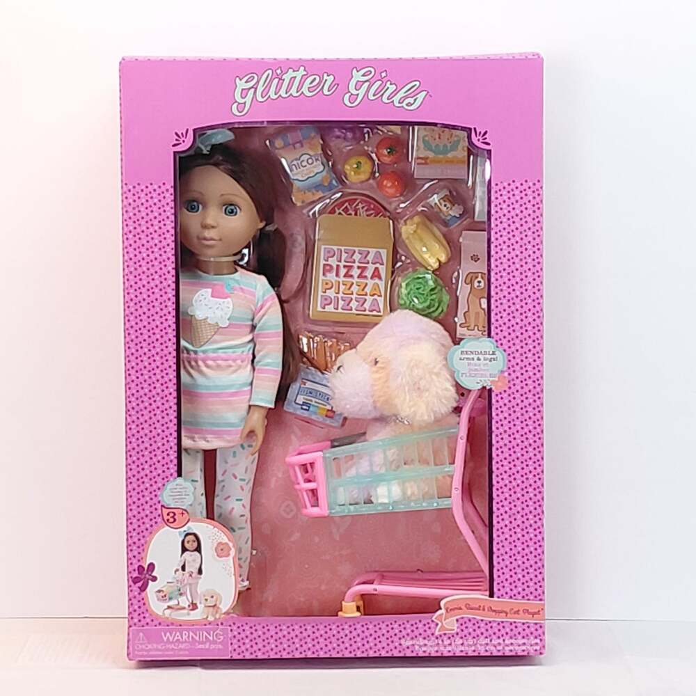 Glitter Girls Emmie, Biscuit & Shopping Cart Playset by Battat 14" Doll NIB
